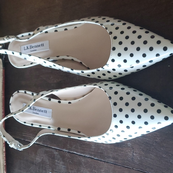 NEW L.K. Bennett Mira Patent Leather Polka Dot Pumps - Picture 6 of 12
